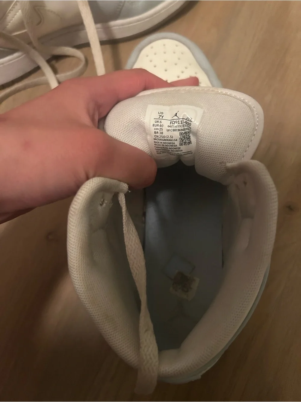 Baby Blue and White High-Top Sneakers with Chrome Swoosh